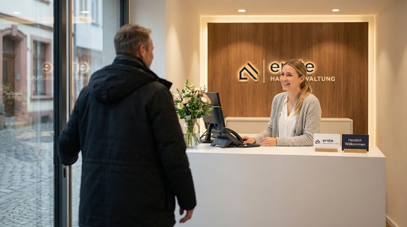 Beratung am Empfang der Hausverwaltung
